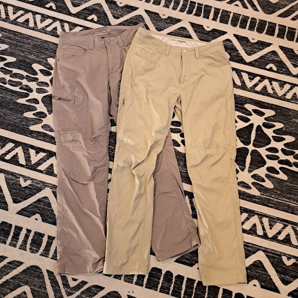 Royal Robbins Mens Active Fit Hiking Pants Bundle 30x30 Tan Grey 2 Pairs